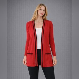 Exclusively MISOOK Women's Size L Red Open Cardigan Sweater Pink Acrylic